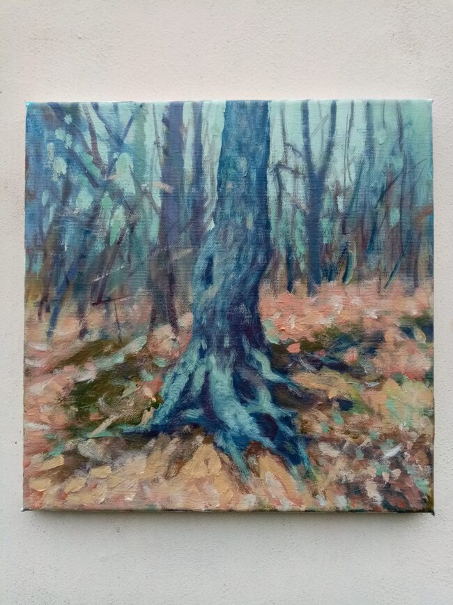 Starý Strom - akrlová krajinomaľba, les na jeseň, Milan Laciak