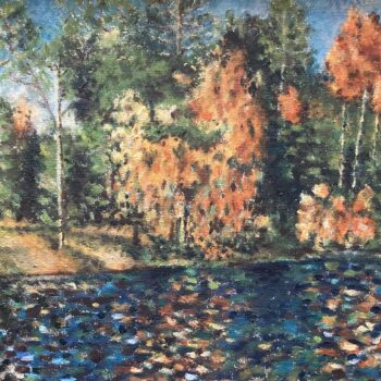 Emily Mae - jesenná krajinomaľba, olejová maľba lesa, zarámovaný obraz na stenu
