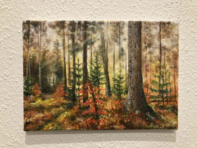 Emily Mae - jesenná krajinomaľba, akrylová maľba lesa, obraz na stenu