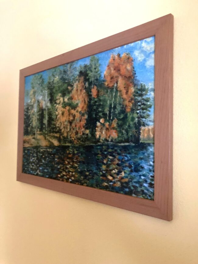 Emily Mae - jesenná krajinomaľba, olejová maľba lesa, zarámovaný obraz na stenu