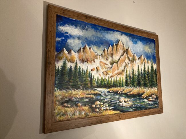 Emily Mae - zasnežená krajinomaľba, akrylová maľba prírody, obraz na stenu, horská krajina