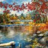 Emily Mae - jesenná krajinomaľba, akrylová maľba prírody, obraz na stenu