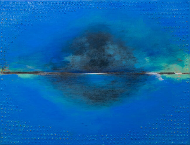 Anna Hausová - modrý abstraktný obraz na stenu, ručne maľované obrazy abstraktné, akryl na plátne