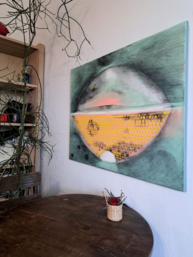 Anna Hausová - abstraktný obraz na stenu, ručne maľované obrazy abstraktné, akryl na plátne