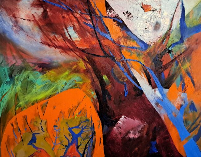 Anna Hausová - pestrofarebný abstraktný obraz na stenu, ručne maľované obrazy abstraktné, akryl na plátne