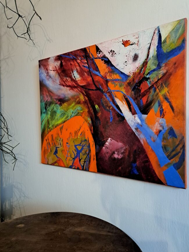 Anna Hausová - pestrofarebný abstraktný obraz na stenu, ručne maľované obrazy abstraktné, akryl na plátne