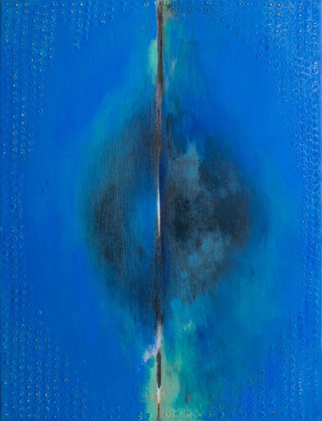 Anna Hausová - modrý abstraktný obraz na stenu, ručne maľované obrazy abstraktné, akryl na plátne
