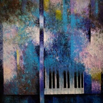 George Gershwin - Rapsódia v modrom - kombinovaná technika olej a akryl na plátne, obraz na predaj od umelca Jozefa Švikruhy