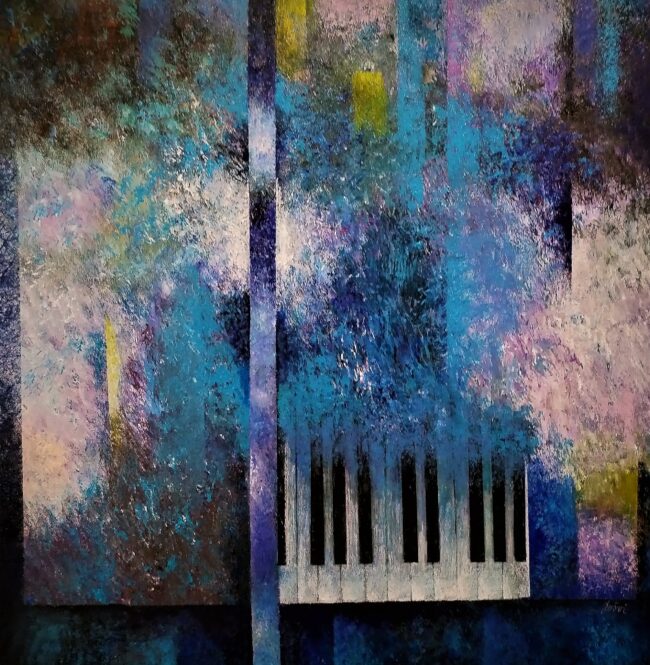George Gershwin - Rapsódia v modrom - kombinovaná technika olej a akryl na plátne, obraz na predaj od umelca Jozefa Švikruhy