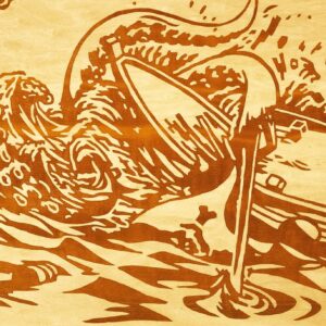 Kraken - dvojfarebná drevená intarzia