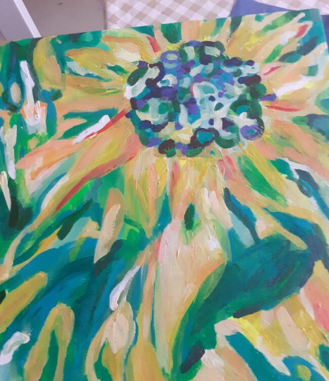 Nostalgická Slnečnica - akrylová maľba