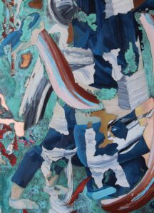 Roman Ďurček - Paradox II, 2023, kyselina chlorovodíková, oxidácia, olej, akryl, medená platňa, 140 x 100 cm