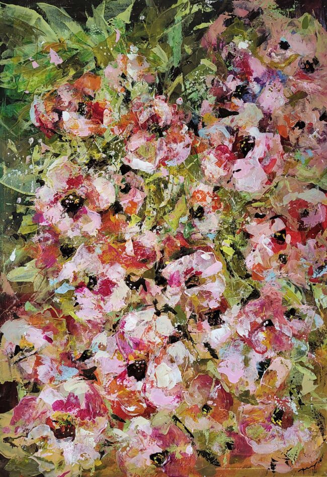 Andrea Ribovičová – Ružová záhrada, akryl