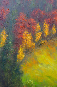 Michal Sabo Balog – Karpaty 1, olej na na plátne s hrubým rámom